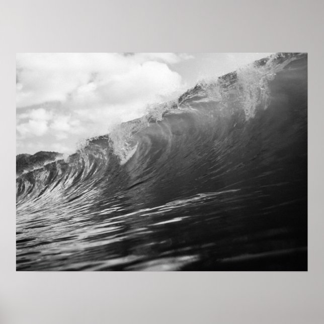 Sjölandskap för Ocean Wave Powerful Surfa Poster (Framsidan)
