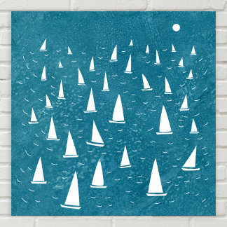 Sjölandskap för segling ombord poster