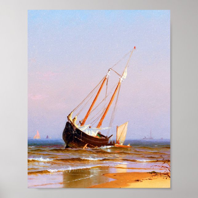 Sjölandskap, frakt på grund av Alfred Thompson Bri Poster (Framsidan)