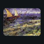 Sjölandskap i Saintes Maries av Vincent van Gogh Magnet<br><div class="desc">Sjölandskapet i Saintes-Maries av Vincent van Gogh är en vintage bra konst post impressionism maritima målning som innehåller segelbåtar på havet med vinkar. Om konstnären: Vincent Willem van Gogh var en postimperialistisk målare vars verk var mest framträdande för dess skönhet,  känslomässiga ärlighet och djärva färg.</div>