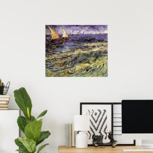 Sjölandskap i Saintes Maries av Vincent van Gogh Poster