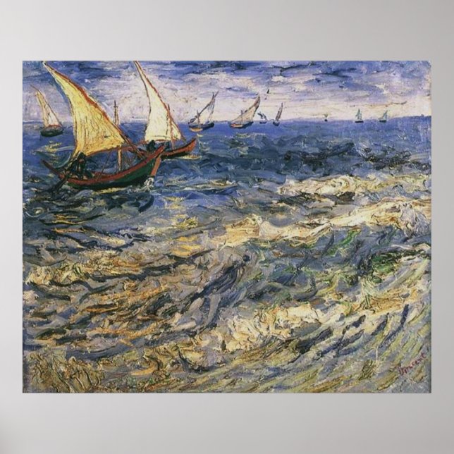 Sjölandskap i Saintes-Maries av Vincent van Gogh Poster (Framsidan)