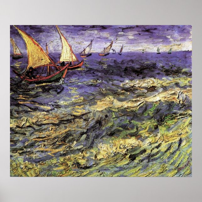 Sjölandskap i Saintes-Maries av Vincent van Gogh Poster (Framsidan)