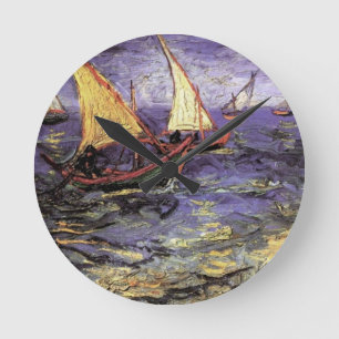 Sjölandskap i Saintes Maries av Vincent van Gogh Rund Klocka