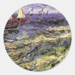 Sjölandskap i Saintes-Maries av Vincent van Gogh Runt Klistermärke