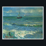 Sjölandskap i Saintes-Maries-de-la-Mer, Van Gogh Poster<br><div class="desc">Sjölandskap i Saintes-Maries-de-la-Mer,  maj-juni 1888 Vincent Van Gogh (1853-1890) Detta imponerande sjölandskap är av mörk blått vatten med tre segelbåtar nära kusten.</div>