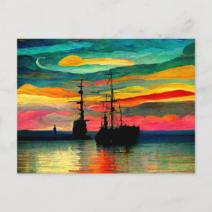 Sjölandskap inspirerat av Kandinsky och Paul Klee Vykort