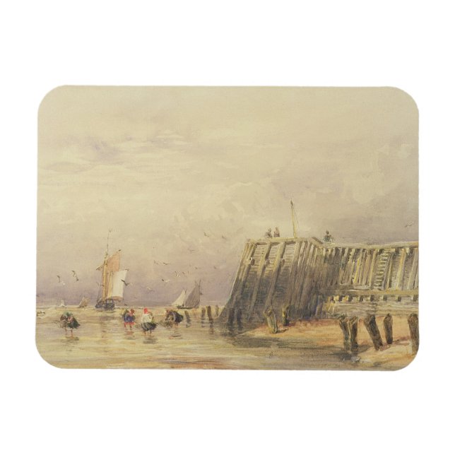 Sjölandskap med segelbänk och Figurer Magnet (Horisontell)