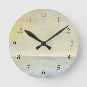 Sjölandskap med transil Orange Sunset Rund Klocka