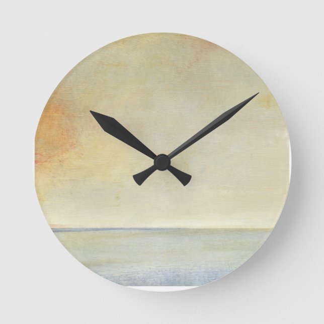 Sjölandskap med transil Orange Sunset Rund Klocka (Framsida)