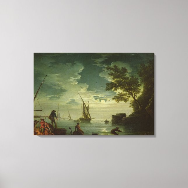 Sjölandskap, Moonlight, 1772 Canvastryck (Framsida)
