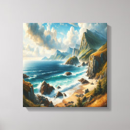 Sjölandskap Paintings Sea Beach med klippor Canvastryck