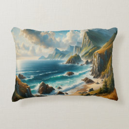Sjölandskap Paintings Sea Beach med klippor Prydnadskudde