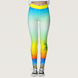 Sjölandskap Scene i abstrakt Västindien - Tropical Leggings
