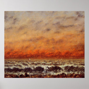 Sjölandskap, vacker målning av Gustave Courbet Poster