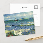 Sjölandskap | Vincent Van Gogh-vykort Vykort<br><div class="desc">Sjölandskapet nära Les Saintes-Maries-de-la-Mer (1888) av den nederländske postimponerande konstnären Vincent Van Gogh. Originalteckningar är en olja på sjölandskapet på arbetsytan som målar en båt på en abstrakt blå hav. Använda verktygen för att lägga till anpassningsbar eller anpassa bilden.</div>