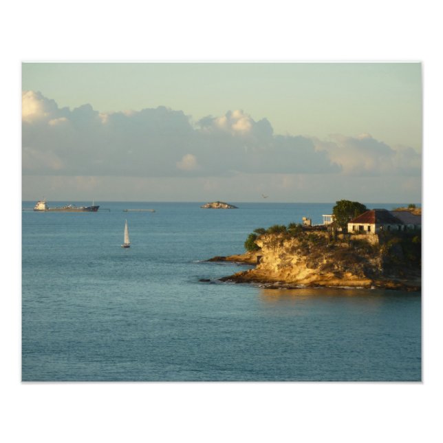 Sjölandskapet Antiguan Kusten Bevackra Island Fototryck (Framsidan)