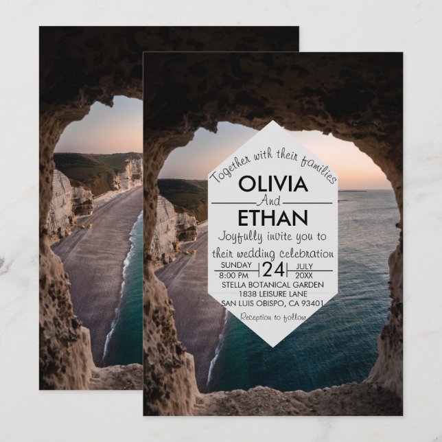 Sjölandskapet Beach Seaside Summer Bröllop Inbjudningar (Fram/baksida)