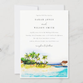 Sjölandskapet Beach Wedding i den tropiska kusten Inbjudningar