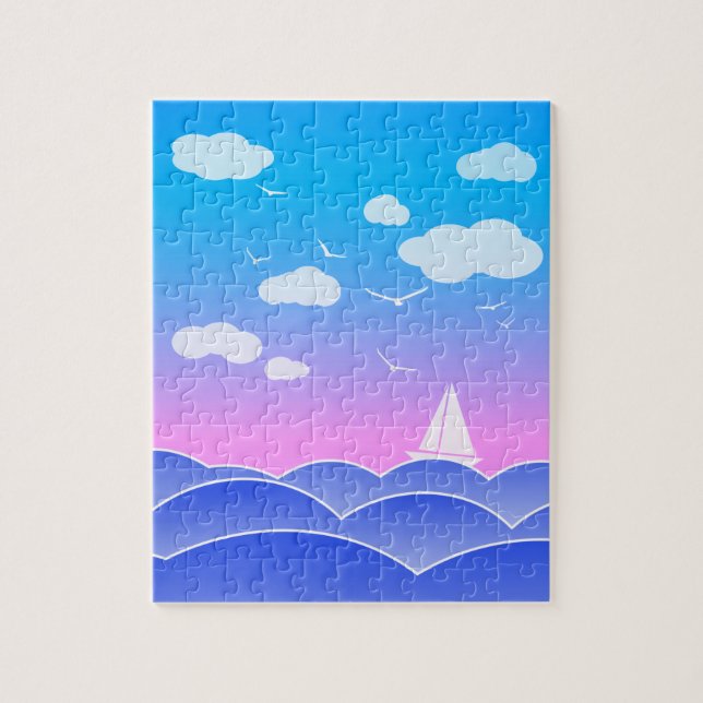 Sjölandskapet "Blue Ocean Children's Pussel (Vertikal)