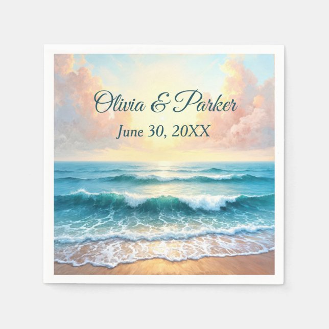 Sjölandskapet bröllopsdag morgon pappersservett (Framsidan)