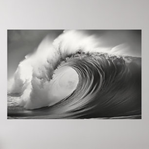 Sjölandskapet Curly Wave Ocean Force Nature Poster