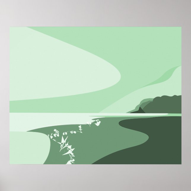 Sjölandskapet Färsk turkos Digital Art Beach Poste Poster (Framsidan)