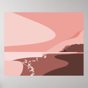 Sjölandskapet Feminine Rosa Digital Art Beach Post Poster