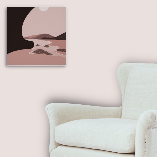 Sjölandskapet Feminine Rosa Digital Art Beach Poster (Feminine Pink Digital Art Beach Seascape Poster)