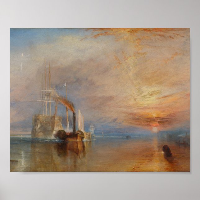 Sjölandskapet Fighting Temeraire Turner Sunset Poster (Framsidan)