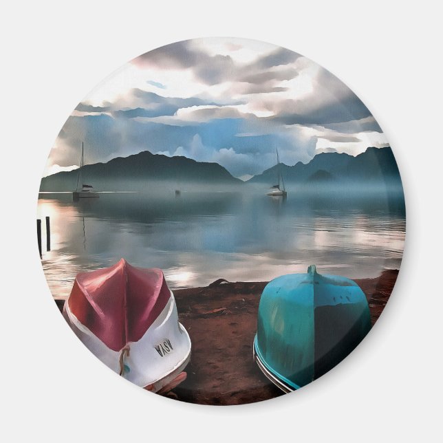 Sjölandskapet för båtar och marmaris vinter magnet (Framsidan)