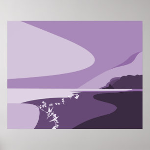 Sjölandskapet kreativ Lila Digital Art Beach Poste Poster