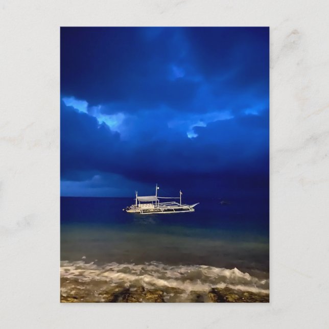 sjölandskapet natt. poster vykort (Framsida)