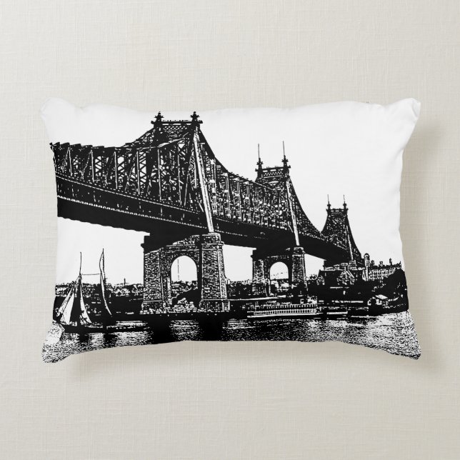 Sjölandskapet Queensboro Bridge Nautical Ocean Bea Prydnadskudde (Framsidan)