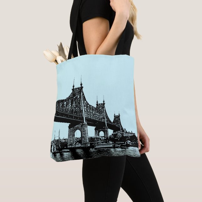 Sjölandskapet Queensboro Bridge Nautical Ocean Bea Tygkasse (Närbild)