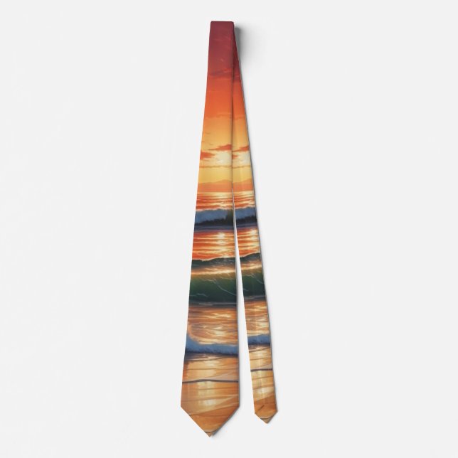 Sjölandskapet Red Sunset Ocean Painting Artwork Slips (Framsida)