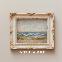 Sjölandskapet Rustic Ocean Vågar Painting Beach ( Poster