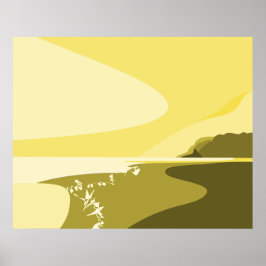 Sjölandskapet Sommar Gult Digital Art Beach Poster