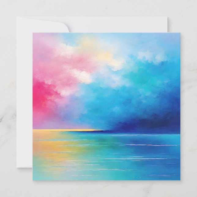 sjölandskapet "Tarfarran" Rosa och Blå liggande Julkort (Framsida)