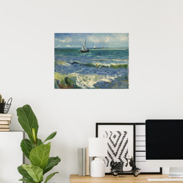 Sjölandskapet Van Gogh i Saintes Maries de la Mer Poster (Hemmakontoret)