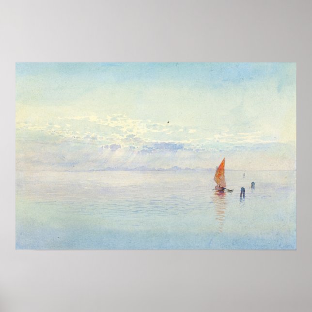 Sjölandskapet Venice George Elbert Burr Watercolor Poster (Framsidan)