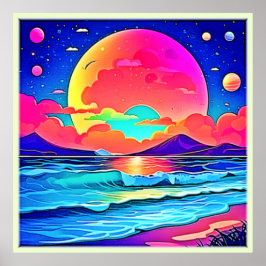 Sjölandskapet Vibrant Sunset Poster