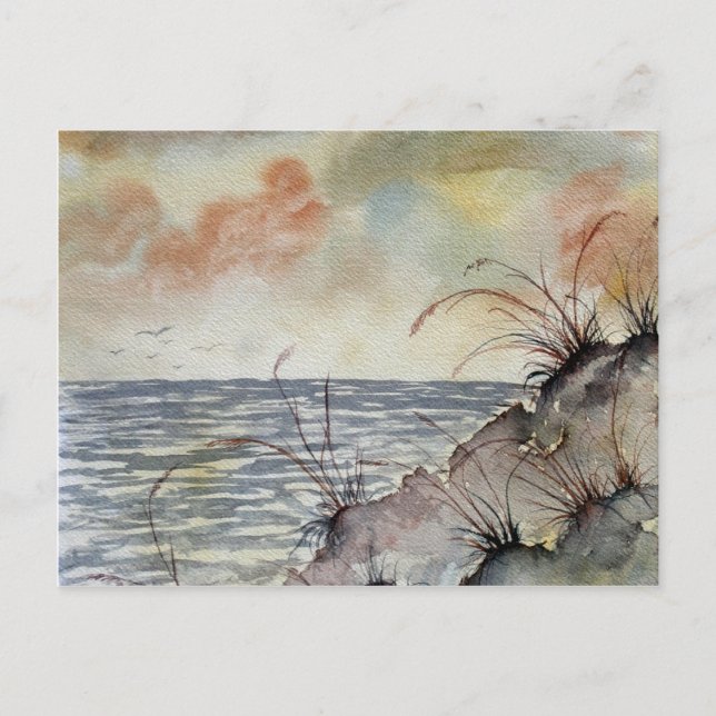 sjölandskapets målning hösten färger vykort (Framsida)