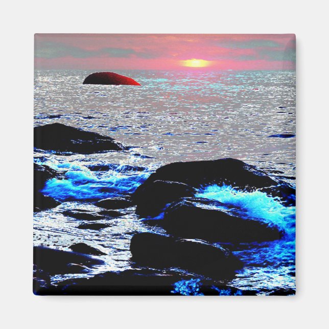 Sjölandskapets solnedgång.... magnet (Framsidan)