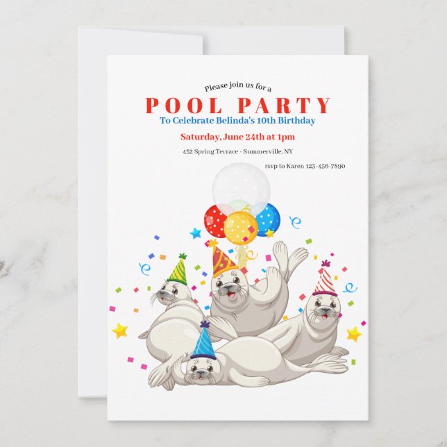 Sjölejon Poolparty Inbjudan (Framsida)