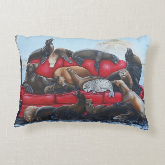 SjölejonSerenity vid TACS-brytning kudder Prydnadskudde (Baksidan)