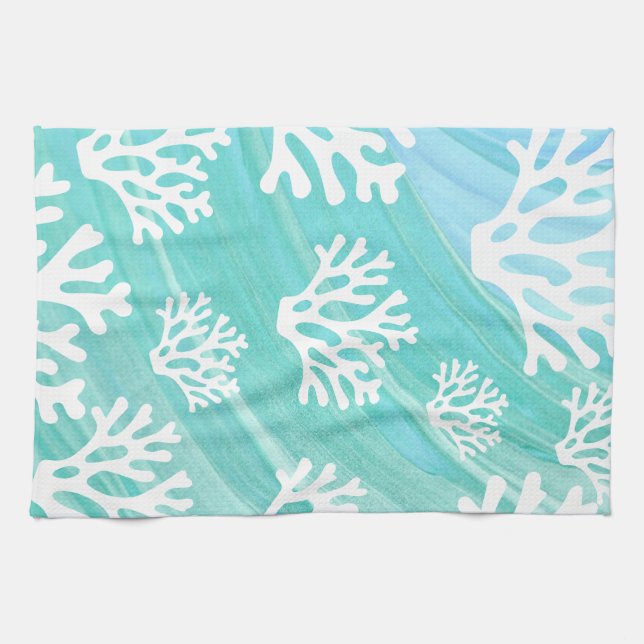 Sjöliv av akvisk korall kökshandduk (Horisontell)