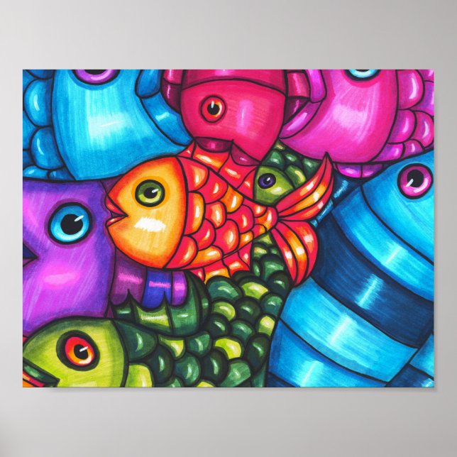 Sjöliv av färglös fiskAbstrakt, originalbild Poster (Framsidan)