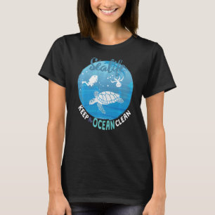 Sjöliv Behålla Tanken Ren sköldpadda Octopus T Shirt