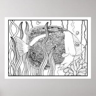 Sjöliv DIY Coloring Poster Tropical Fish
